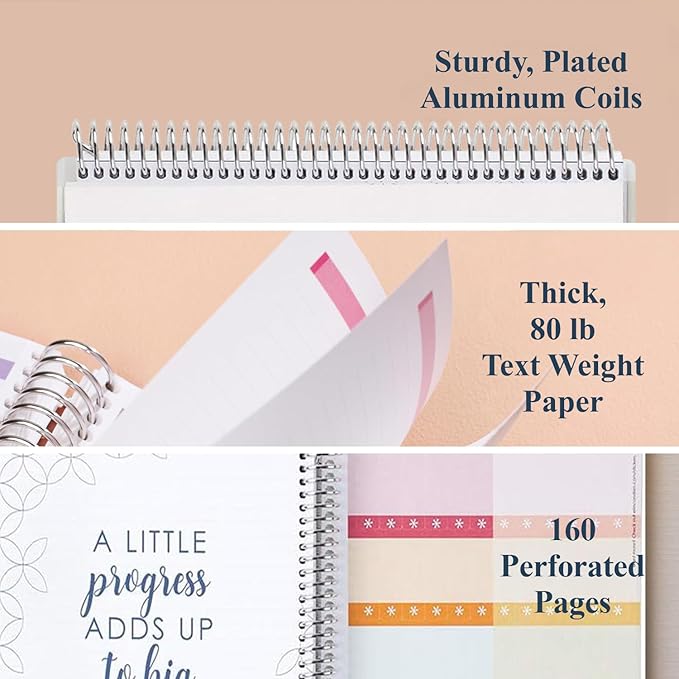 Erin Condren Medical Treatment Planner, 7" x 9" Spiral Coiled Notebook and Prompted Health Tracker, Laminated Cover with Tabbed Sections for Medication Logs, Medical History and Appointment, 160 Pages