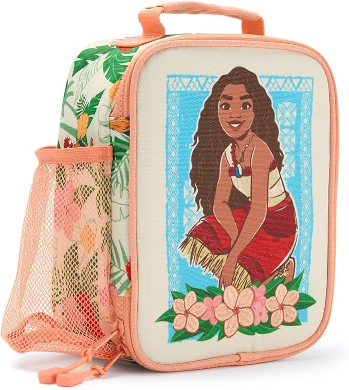 Disney Store Official Moana Insulated Lunch Box - Moana Lunch Bag for Kids with Double Zip Pull, Embroidered Details, Screen Art, Mesh Pocket, ID Label - Perfect for School