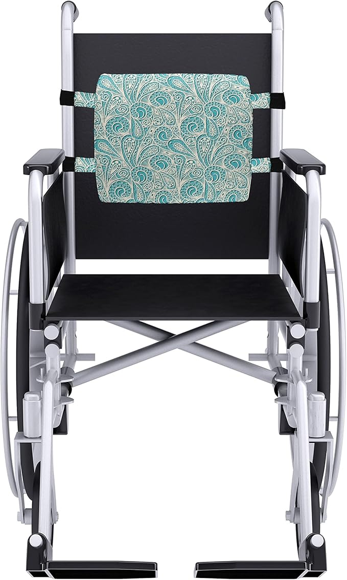 Ambesonne Teal Lumbar Back Support Pillow, Classical Lace Style Pattern with Romantic Feminine Elements Inspired Art Print, High Density Foam for Office Chairs Car Seats, 14" x 13", Teal Beige