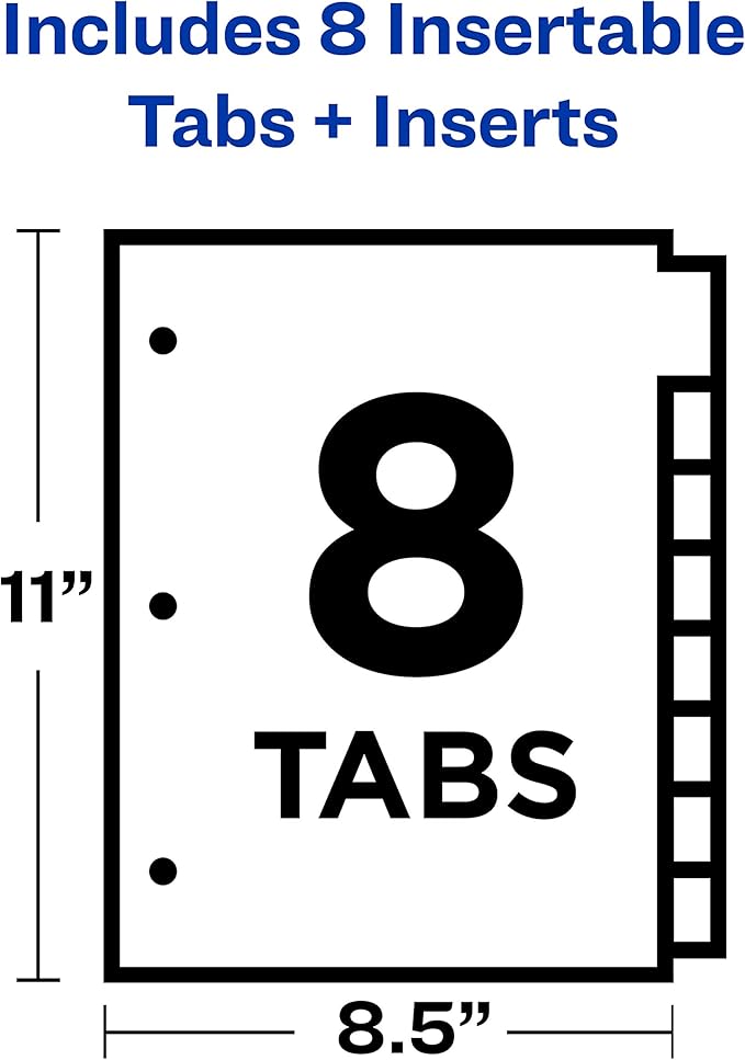 Avery 8-Tab Binder Dividers, Insertable Clear Big Tabs, 48 Packs (11112)