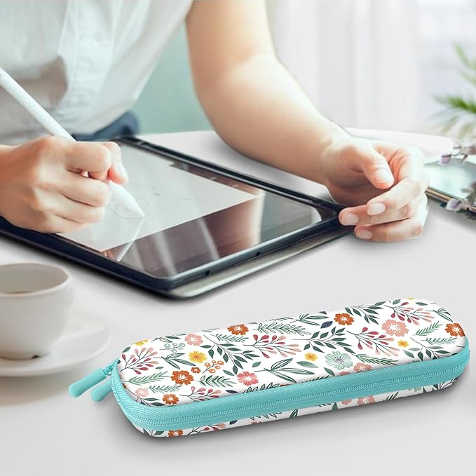 Fintie Holder Case for Apple Pencil Pro, Apple Pencil (USB-C / 1st / 2nd Generation), PU Leather Carrying Bag Sleeve Compatible with Pen, USB Cable, Samsung Stylus, Spring Bloom