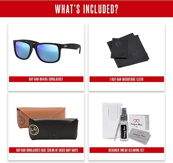 Ray-Ban RB4165 JUSTIN Sunglasses For Men For Women+BUNDLE with ACCESSORY EYEWEAR KIT