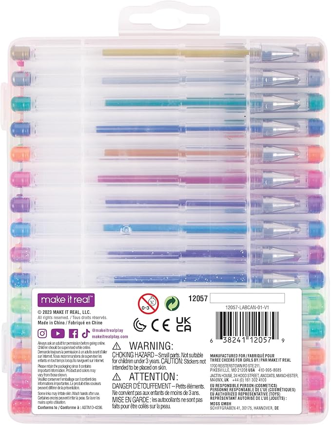 3C4G: 30 Scented Gel Pens - w/ 2 Color-in Snack Themed Sticker Sheets, 30 Different Vibrant Colors, Writing & Drawing, Three Cheers for Girls, Ages 6+