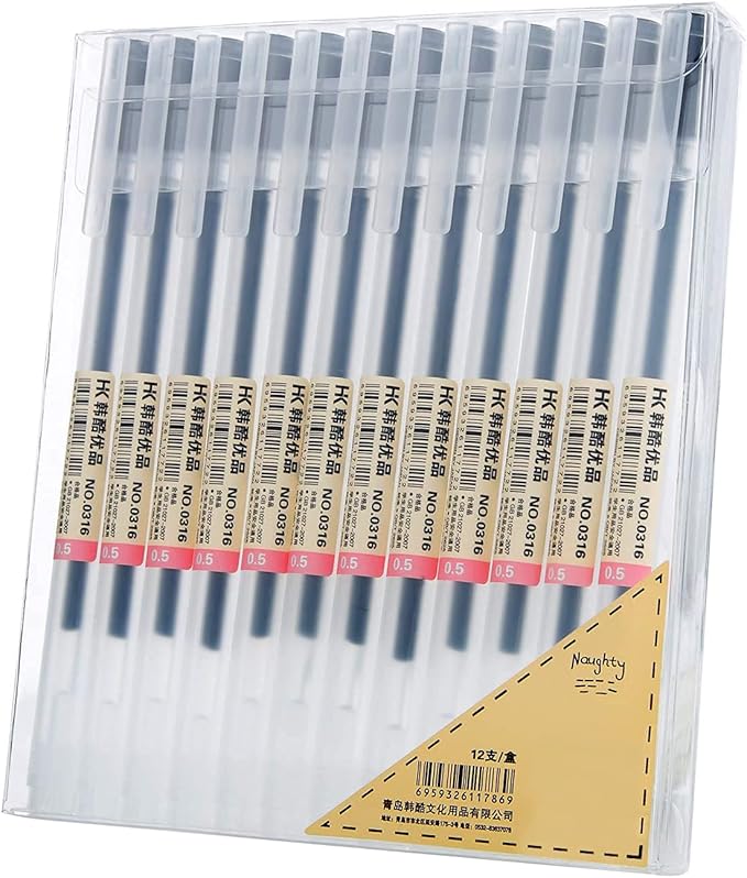 XSG Black Gel Pens[0.5mm]，Extra fine point pens Ballpoint pens For japanese Office School Stationery Supply 12 Packs