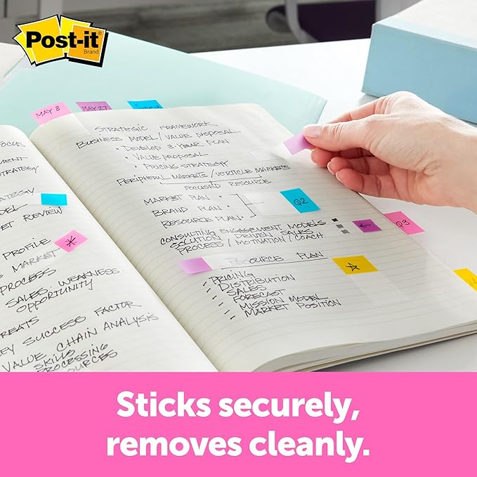 Post-it Message Flags, Sign and Date, 30/Dispenser, 4 Dispensers/Pack, .47 in Wide, Assorted Colors (684-SD)