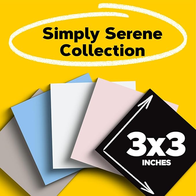 Post-it Super Sticky Notes, 3x3 in, Simply Serene Collection, 5 Pads/Pack (3321-5SSNE) (Pack of 2)