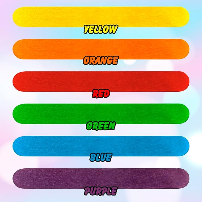 Darice 500 Colored Pcs Popsicle Sticks for Crafts, 6" Colorful Wooden Rainbow Craft Sticks - Classroom Supplies, STEM DIY Art, Ages 3+