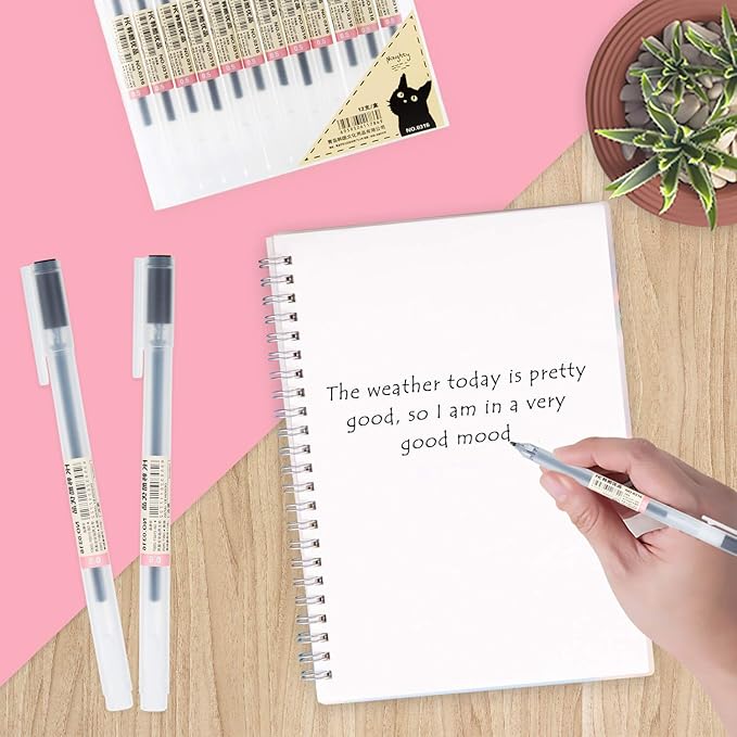 XSG Black Gel Pens[0.5mm]，Extra fine point pens Ballpoint pens For japanese Office School Stationery Supply 12 Packs