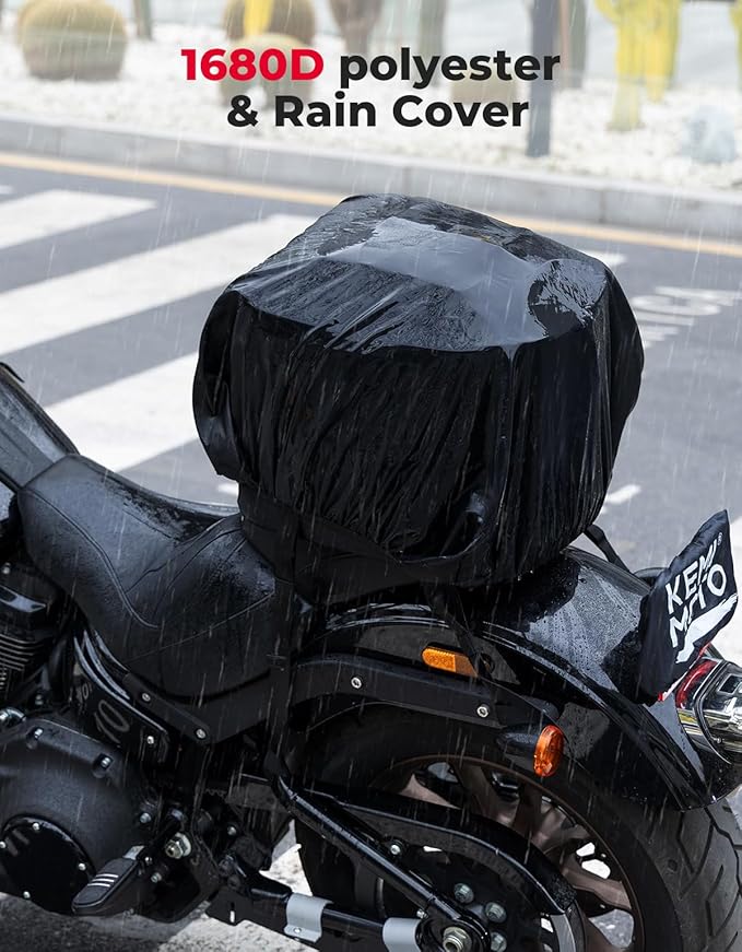 KEMIMOTO Motorcycle Tail Bag, Dual Use Motorcycle Rear Seat Bag with Waterproof Rain Cover, 25L-45L Expandable Motorbike Helmet Bag Luggage Storage Backpack