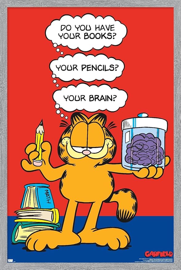 Garfield - Brain Wall Poster, 34L" x 22.4W", Gray Framed Version