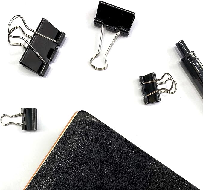 120Pcs Assorted Sizes Binder Clips, Metal Paper Clamps 4 Assorted Sizes, Medium, Small, X Small and Micro for Office Supplies, Black.