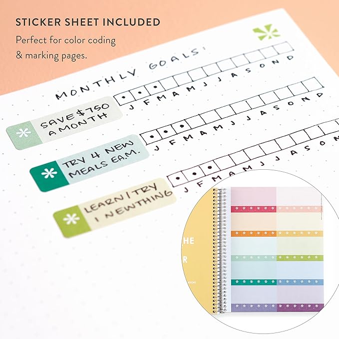 Erin Condren 8.5” x 11” Dot Grid Spiral Notebook, 5mm Dotted Layout with 80 Lb. Paper, Hypnotic Cover, 160 Dot Grid Notebook Pages, Platinum Coil, Stickers Included