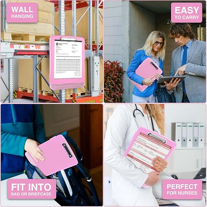 Sooez Clipboard with Storage, Clip Board 8.5 x 11 with Pen Holder, Plastic Organization Case Box for Letter Legal A4 Size Paper, Low Profile Clip, Nurses Teachers Must Haves, School & Office Supplies