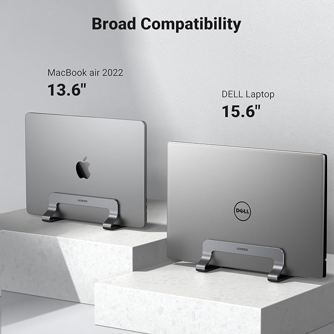 UGREEN Vertical Laptop Stand Holder for Desk Bundle, Gray and Silver