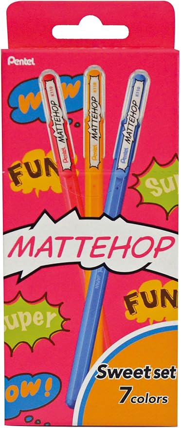 Pentel Matte Hop Sweet Color Ballpoint Pen, 7 Colors, K110-V7STB
