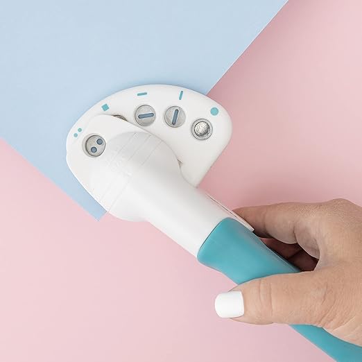 We R Memory Keepers Crop-A-Dile Power Multi Hole Punch, 5 Different Shapes, Button, Square, Horizontal Slit, Vertical Slit, Circle, for Paper Cardstock, Chipboard, Fabric, Thin Tin, Leather, Plastic