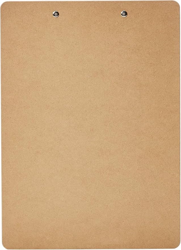 Amazon Basics Hardboard Office Clipboard, Letter Size, 9" x 12.5", Brown, 12-Pack