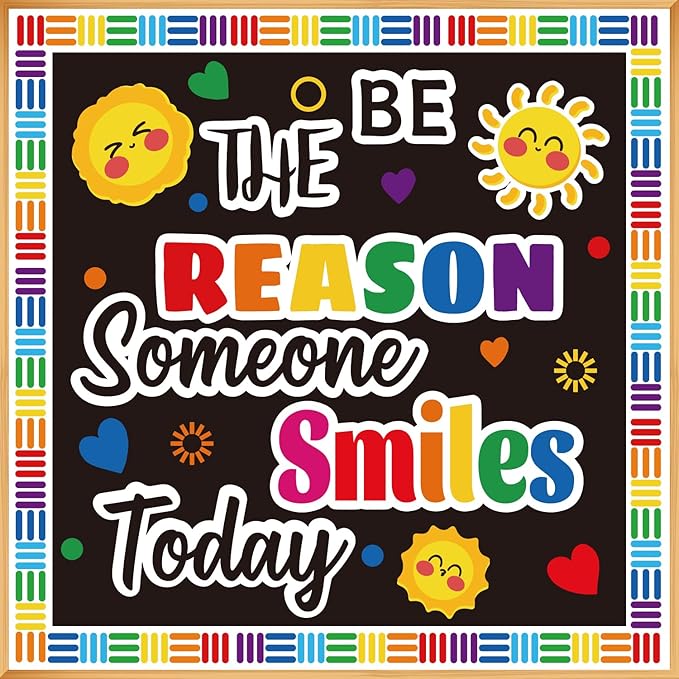 Welcome Back to School Bulletin Board Decorations, Bulletin Board Decor Sets for Smiley Face Classroom Decor, Boho Theme Back to School Decorations for Classroom(Be The Reason Someone Smiles Today)