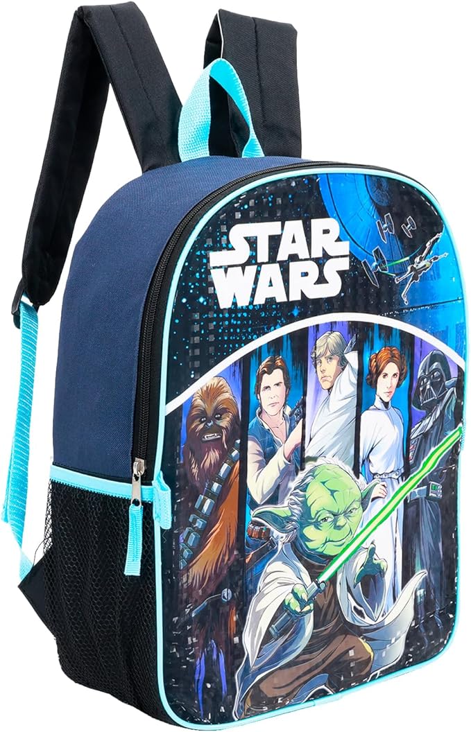 Star Wars Backpack with Lunch Box Set for Boys ~ Bundle with Deluxe 16" Backpack, Insulated Lunch Bag, Water Bottle, More | Star Wars School Supplies