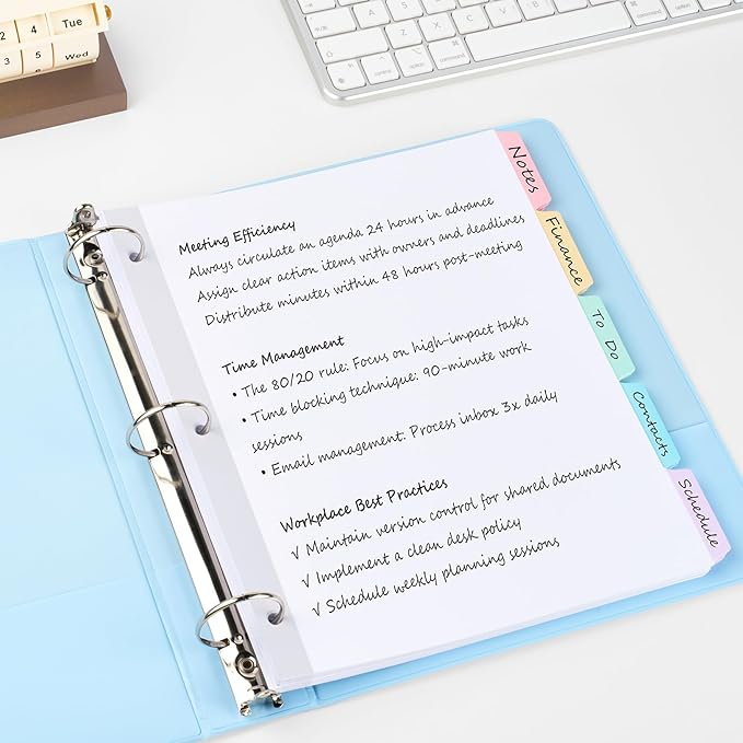 Forvencer Blank Writable Binder Dividers, 1/5 Cut Tabs, 3 Hole Punch Dividers with Reinforced Edge, Binder Dividers with Multicolor Tabs, Letter Size, 6 Sets, 30 Dividers