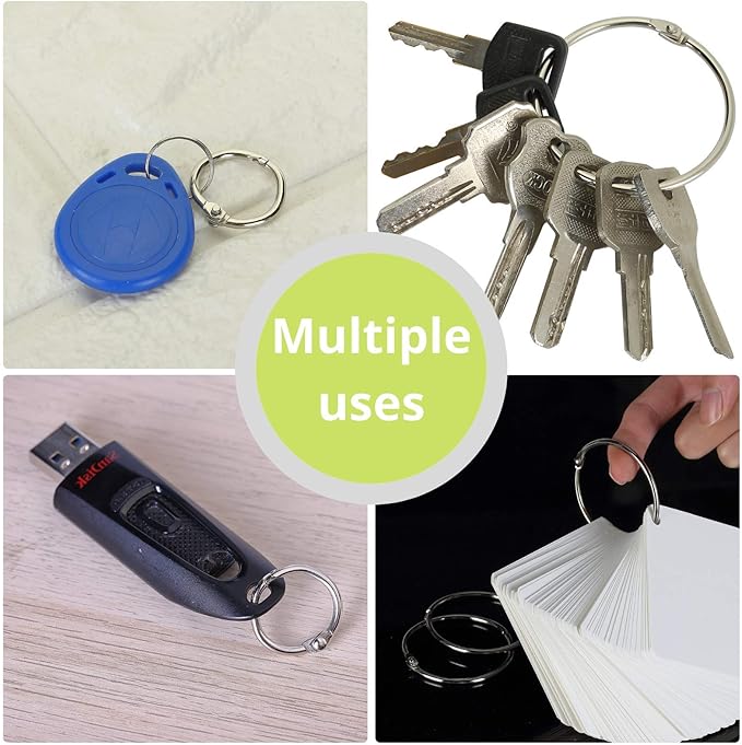 Mr. Pen Loose Leaf Binder Rings - 60 Pack, 4 Sizes, Silver Metal Rings for Index & Flash Cards