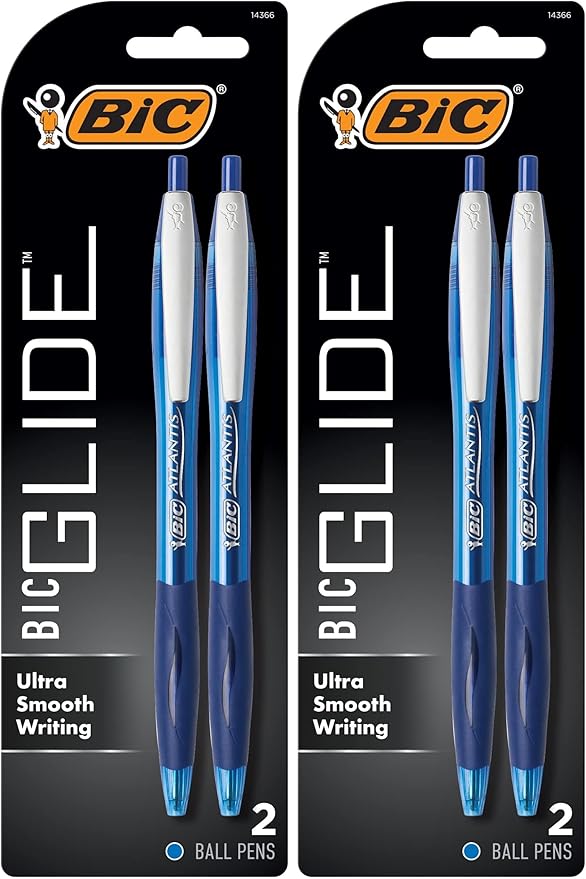 BIC Ball Pen, Medium Point 1.0 mm, Blue | Retractable | Atlantis Original | 2-Count