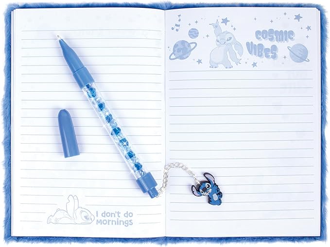 Make It Real: Disney: Stitch Cool Vibes Fuzzy Journal & Pen - 192 Lined Pages W/Fun Quotes & Images, Character Charm Pen, Plush Diary Cover, Kids 6+