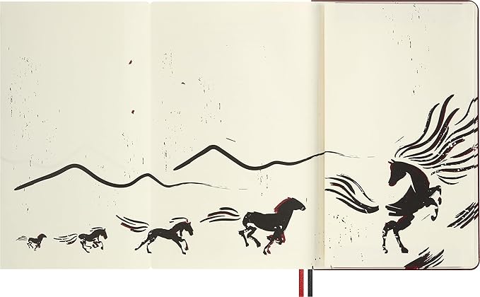 Moleskine Limited Edition Year of the Horse 2026 Woodcut Notebook, Hard Cover, Large (5" x 8.25") Ruled/Lined, Autumn Red, 176 pages