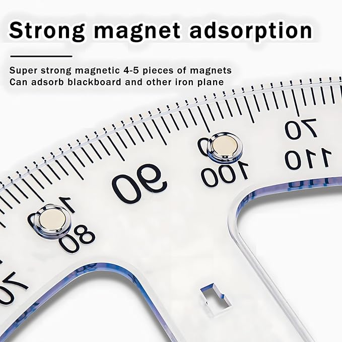 Magnetic Teaching Ruler Set with Multi-Functional Geometry Tools Durable ABS Plastic for Whiteboard Classroom Projects Student Teacher Math Supplies (Clear 4pcs)