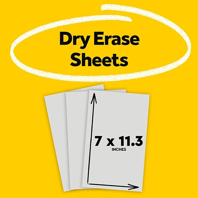 Post-it Dry Erase Sheets, 7 in x 11.3 in, 24 Sheets, Sticks Securely and Removes Cleanly