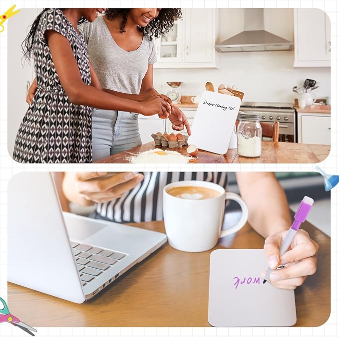 48 Sets Small Whiteboard Dry Erase Boards 5" x7'' Mini Double Sided Dry Erase Lap Boards with Markers Erasers Pen Holders Personal Whiteboards for Students Classroom Teacher