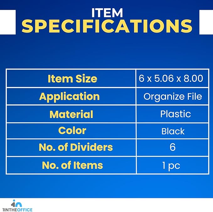 1InTheOffice Incline Desktop File Sorter, 6 Compartments Step Sorter, Black