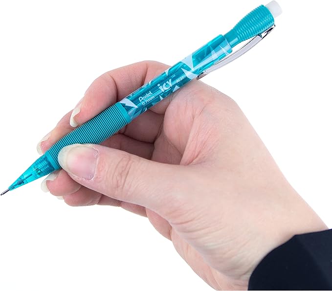 Pentel Icy Mechanical Pencil, 0.7mm, Tinted Teal Blue Barrel, Box of 12 (AL27TS)
