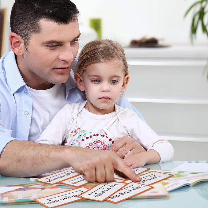 Junkin 60 Pcs Sight Word Sentence Cards Phonics Flash Cards for Kids Kindergarten Preschool, Education Sight Word Games Flashcards for Early Childhood Home School Daily Sentence Building Reading Toy