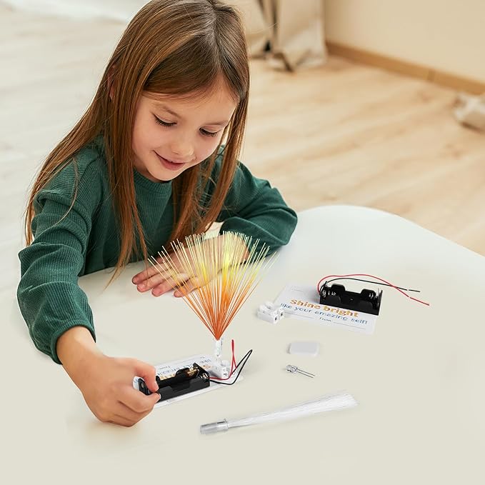 12 Bulk Craft Kits for Kids 8-12, STEM Activities Science Projects for Girls, Fiber Optic Light Experiments, Simple Electric Circuits Classroom Gifts for Class 2nd 3rd 4th Grade Activity