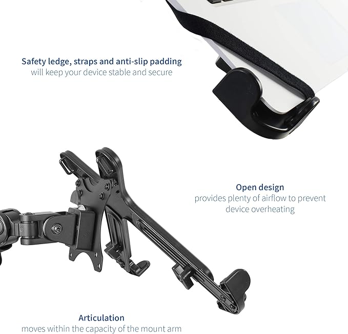 VIVO Adjustable 11 to 17 inch Laptop Holder Only for VESA Compatible Monitor Arms, Notebook Adapter for VESA Monitor Mounts up to 100x100mm Stand-LAP4
