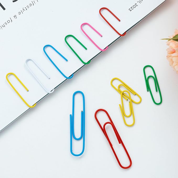 Paper Clips Assorted Sizes, Cute Colored Paper Clip for Office Supplies,Small Medium Large Jumbo, Colorful and Heavy Duty, Ideal for Bookmark- Pack of 350