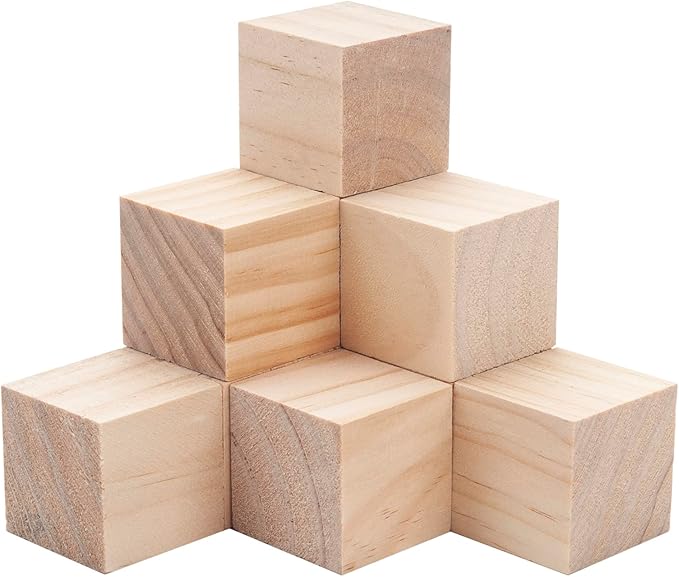 Wooden Blocks for Crafts 1.5 inch, 10 PCS Blank Wood Blocks for Crafts, Large Wood Cubes for Baby Shower, Crafting, DIY Projects, Letters, Stamps, Dice, Natural Unfinished Square Wooden Block