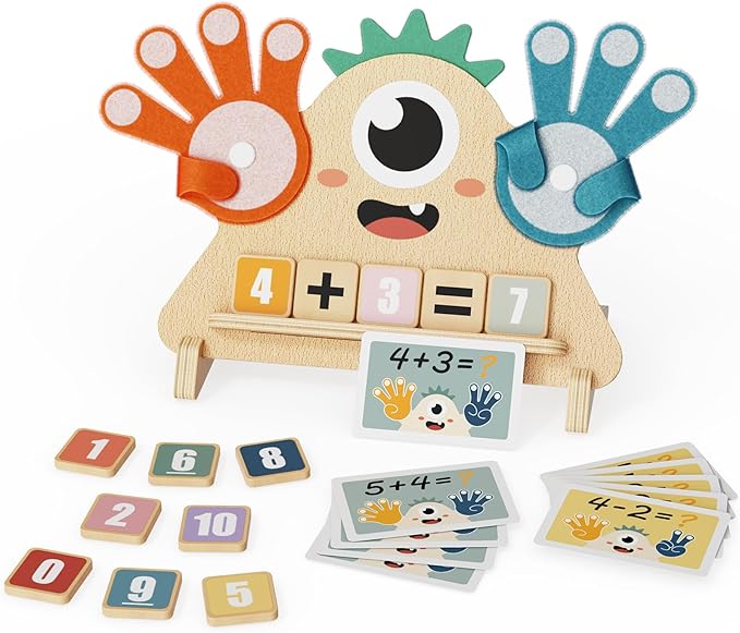 Montessori Toys for 3 4 5 Year Old, Preschool Learning Toys for Toddlers, Finger Math Number Counting Blocks for Kids, Educational Math Manipulatives for Boys Girls Birthday Gifts