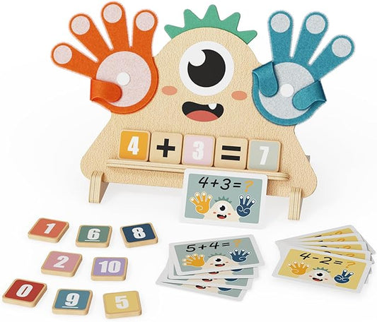 Montessori Toys for 3 4 5 Year Old, Preschool Learning Toys for Toddlers, Finger Math Number Counting Blocks for Kids, Educational Math Manipulatives for Boys Girls Birthday Gifts