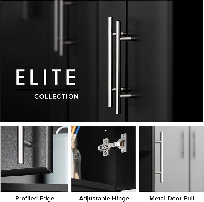 Prepac Elite 16” Wide Black Storage Cabinet with 2 Adjustable Shelves, Ideal for Bathroom, Pantry, Kitchen, Home Office, Laundry Organization, Good for Narrow Spaces 16”W x 65”H x 16”D, Black