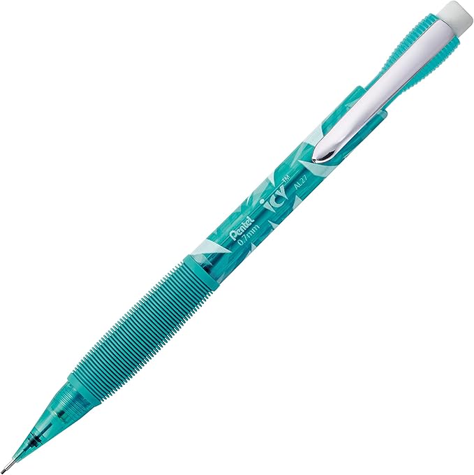 Pentel Icy Mechanical Pencil, 0.7mm, Tinted Teal Blue Barrel, Box of 12 (AL27TS)