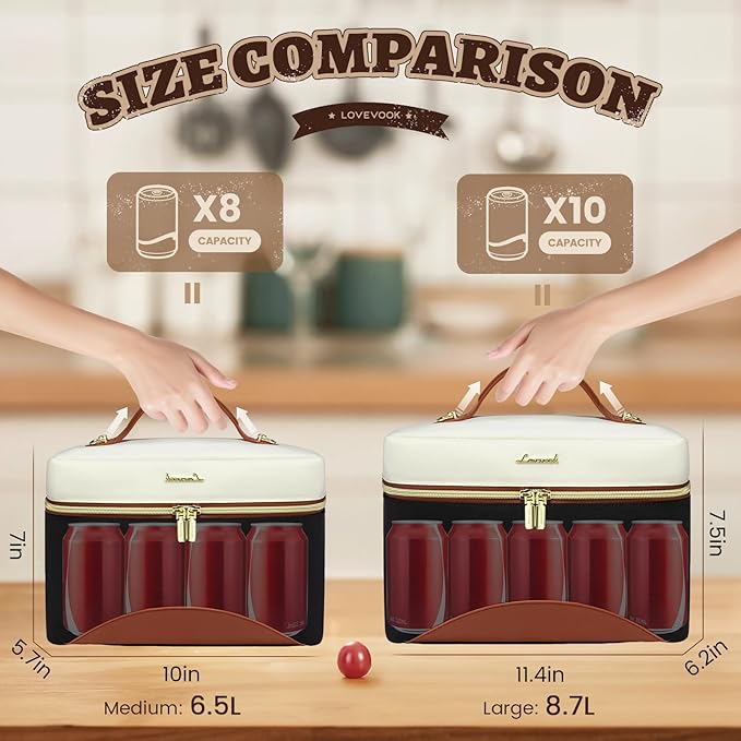 LOVEVOOK Insulated Lunch Bag for Women,Adult Lunch Box for Women,Leakproof Cooler Bag for Office Picnic Hiking Beach,Lunch Tote Bag with Adjustable Shoulder Strap (Pack of 2)