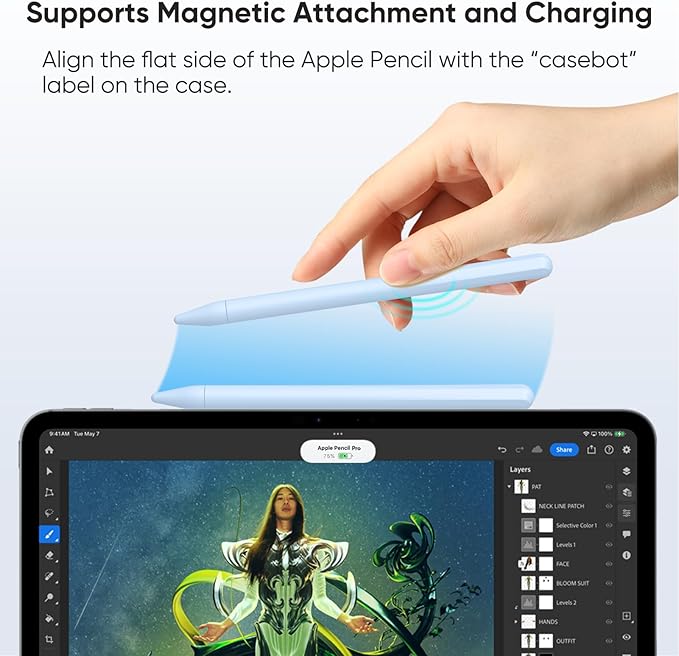 Fintie Silicone Sleeve for Apple Pencil Pro & Apple Pencil 2nd Generation, Light Pen Skin Case Cover Soft Protective Grip Holder with 2 Nib Covers Accessories, Sky Blue