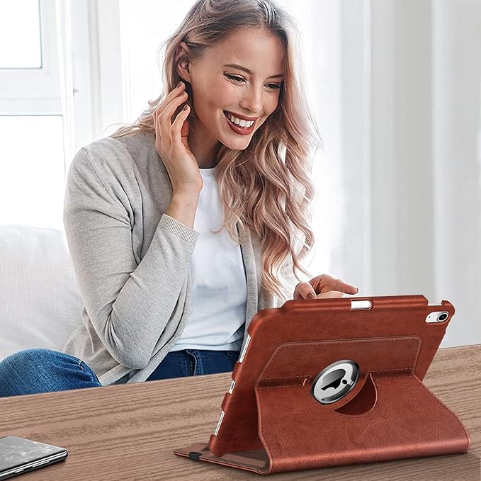 Fintie Rotating Case for iPad (A16) 11th Generation 11 Inch (2025), iPad 10th Generation 10.9 Inch (2022) - [Built-in Pencil Holder] 360 Degree Rotating Protective Stand Cover, Brown