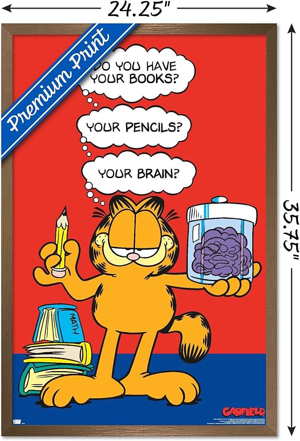 Garfield - Brain Wall Poster, 34L" x 22.4W", Bronze Framed Version