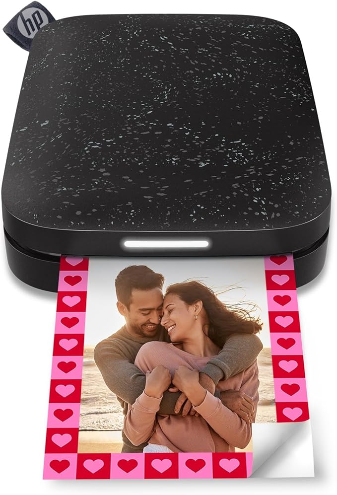 HP Sprocket Portable 2x3 Instant Photo Printer (Black Noir) Print Pictures on Zink Sticky-Backed Paper from Your iOS & Android Device.