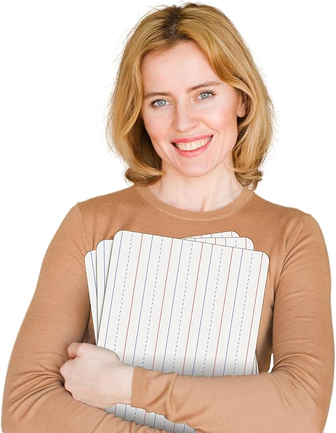 Dry Erase Boards 25 Pack, Double Sided Small Whiteboards with Lines for Kids, Students, Teacher & Classroom Pack, 9"x12" Mini Individual White Boards Lined for Writing Math English Practice