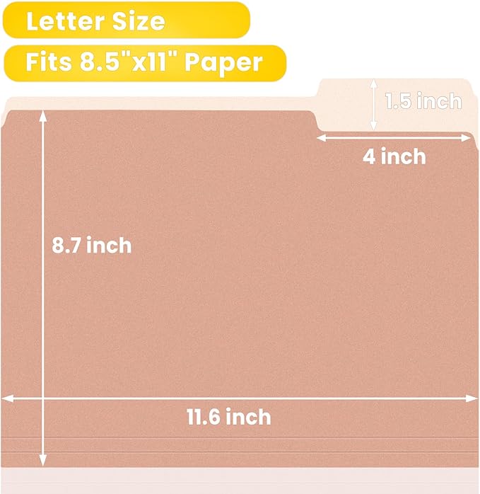 SUNEE File Folders, 18 Pack Manilla Folders 8.5 x 11, Colored Folder Office Organization Home School Folders for Documents Files Paper, 6 Pastel Colors