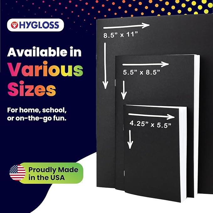 Hygloss Blank Books - Bulk 10 Pack – 4.25" x 5.5" A6 Black Paperback Blank Books for Kids to Write Stories, Doodle, Arts & Crafts – Plain Drawing Sketchbook, Unlined Journal, Notebook Without Lines